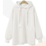 Casual Letter Loose Pullover Thick Warm Hoodie
