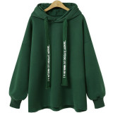 Casual Letter Loose Pullover Thick Warm Hoodie