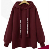 Casual Letter Loose Pullover Thick Warm Hoodie