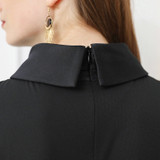 Silk Knit Lace Sleeveless Bow Ribbon Slim Swing Black Dresses