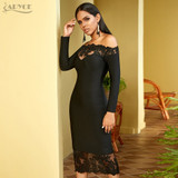 Bandage Black Slash Neck Celebrity Off Shoulder Dresses