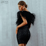 Feather Bandage Elegant Deep V Neck Sleeveless Sexy Dresses