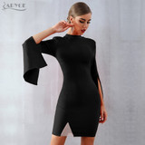 Red Bandage Sexy Flare Sleeve Black Mini Dresses