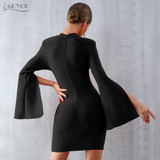 Red Bandage Sexy Flare Sleeve Black Mini Dresses