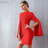 Red Bandage Sexy Flare Sleeve Black Mini Dresses