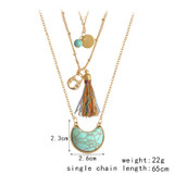 Multilayer Stone Tassels Triple Chain Vintage Boho Bohemian Accessories