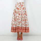 Casual Floral Print Lace Up Maxi Boho Bohemian Skirts