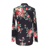 Flower Print Long Sleeve Loose V Neck Bohemian Jackets Coats