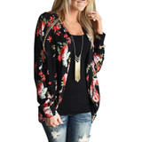 Flower Print Long Sleeve Loose V Neck Bohemian Jackets Coats