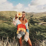 Colorful Stripe Long Sleeves Boho Bohemian Sweaters