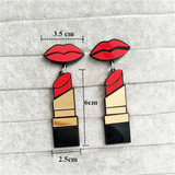 Acrylic Red Mouth Lips Lipstick Drop Earrings