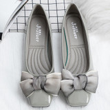 fashion butterfly knot square toe party leather ballet flat shoes