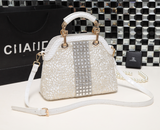 Luxury diamonds Crocodile pattern leather shell rhinestone Handbags