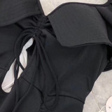 Thin Shoulder Black Deep V neck Sexy Tight Bodysuit