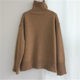Pullover Knitting Turtleneck Minimalist Solid Long Sleeve Loose Sweater