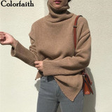 Pullover Knitting Turtleneck Minimalist Solid Long Sleeve Loose Sweater