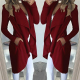 Cotton Blends Pockets Long Sleeve Lapel Collar Slim Casual coat