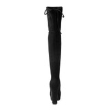 Women's suede stretch platform high heeled thigh high boots sexy tall boots for winter