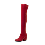 Women's sexy elastic thigh high boots pointed toe tall boots