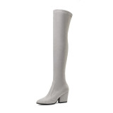 Women's sexy elastic thigh high boots pointed toe tall boots
