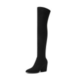 Women's sexy elastic thigh high boots pointed toe tall boots