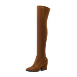 Women's sexy elastic thigh high boots pointed toe tall boots