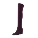 Women's sexy elastic thigh high boots pointed toe tall boots