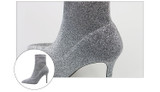 Women's stiletto high heeled stretch socks boots sequin sexy party nightclub ankle booties
