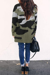 Women's open front camo cardigan knitted cardigan sweater