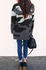 Women's open front camo cardigan knitted cardigan sweater