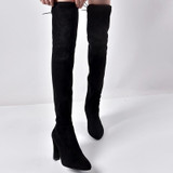 Women's elastic over the knee boots suede high heeled pointed toe tall boots