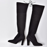 Women's elastic over the knee boots suede high heeled pointed toe tall boots