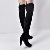 Women's elastic over the knee boots suede high heeled pointed toe tall boots