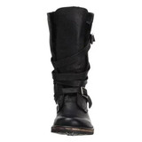 Womens short motorcycle boots buckle strap biker boots for fall/winter