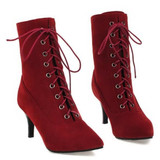 Women Elegant Stiletto Casual Lace Up Comfy Sexy Comfy High Heeled Boots