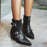 Women Buckle Strap Street Fashion Temperament Ankle Boots