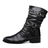 Fashion Buckle Strap Studded Womens Biker Boots