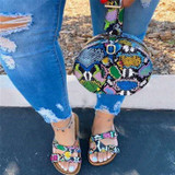 Women Criss Cross Strap Multicolor Flat Sandals