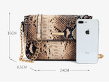 Snakeskin Print Women Shoulder Bags Chain Strap Small Crossbody Bags