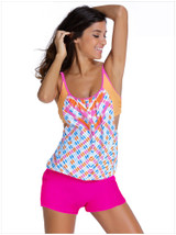 Summer Stripes Cover Belly Two Pieces Bikini Swimwear