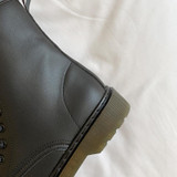 Women Black Lace Up Platform Martin Boots