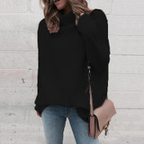 Women Solid Knit Loose Turtleneck Sweater