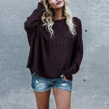 Women Off Shoulder Batwing Plus Size Sweaters
