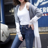 Women Open Front Knitted Striped Color Block Long Cardigan
