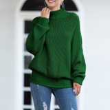 Women Chunky Knitted Pullovers Batwing Turtleneck Sweater