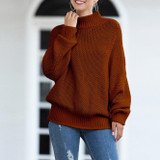 Women Chunky Knitted Pullovers Batwing Turtleneck Sweater