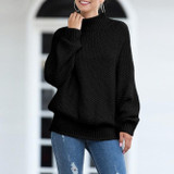 Women Chunky Knitted Pullovers Batwing Turtleneck Sweater