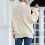 Women Chunky Knitted Pullovers Batwing Turtleneck Sweater