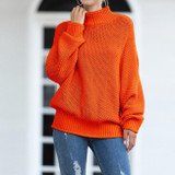 Women Chunky Knitted Pullovers Batwing Turtleneck Sweater