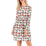 Women's cute printed swing Christmas dress long sleeve Christmas dress Women's cute printed swing Christmas dress long sleeve Christmas dress